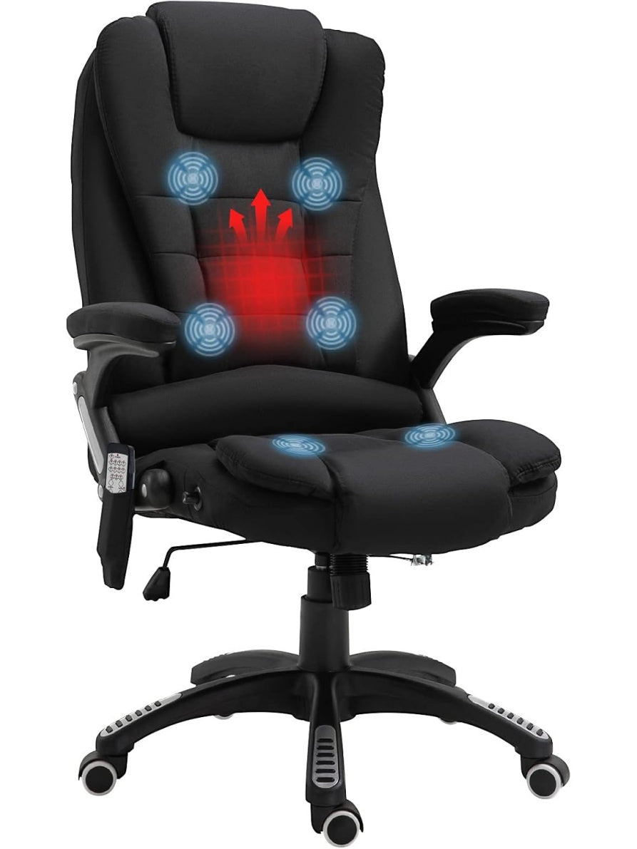 Chefsessel mit Massagefunktion in Leinenoptik in Schwarz