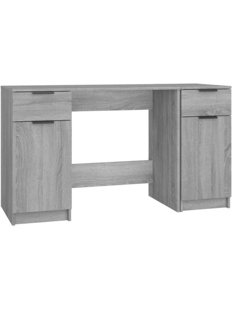 Schreibtisch mit Seitenschrank in Sonoma Holz Grau fur Homeoffice Buro und Arbeitszimmer
