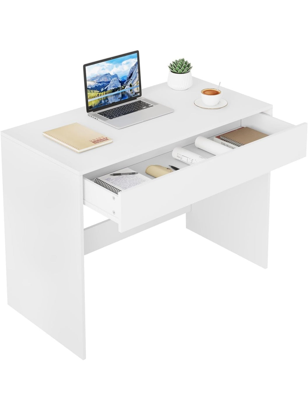 Schreibtisch mit Schubladen 100 x 50 x 75 cm in Weiss fur Buro Schlafzimmer und Arbeitszimmer