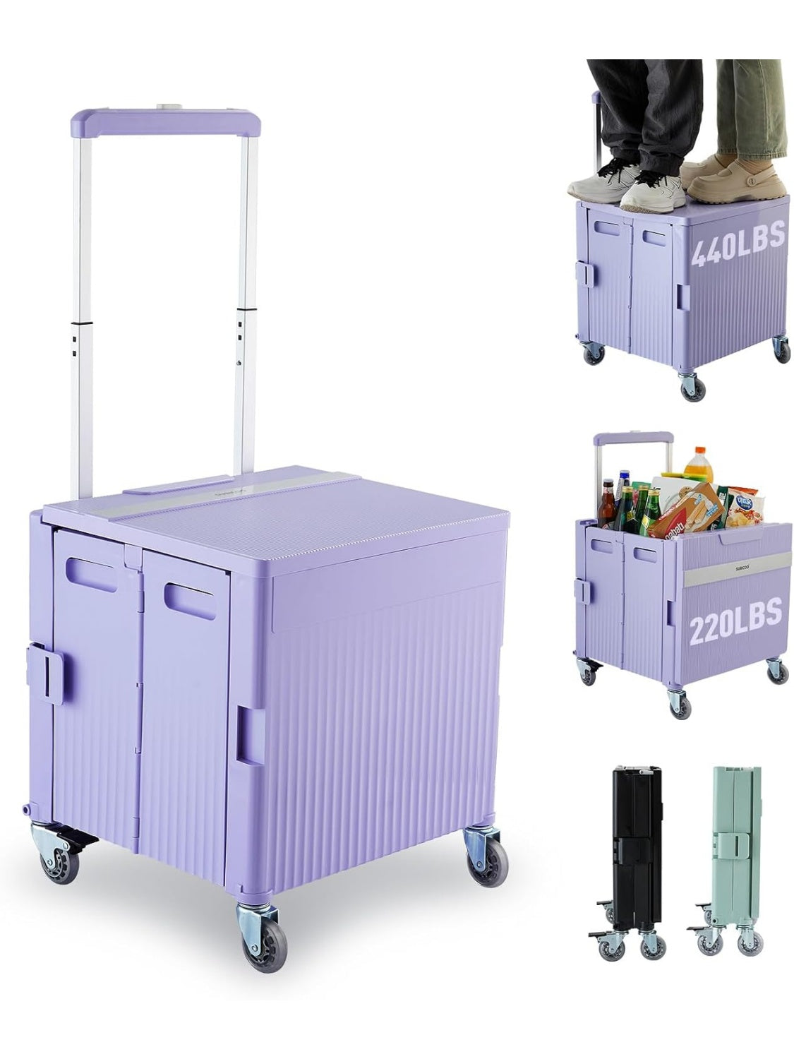 Klappbarer Aufbewahrungswagen mit Deckel und schwenkbaren Rollen fur Transport und Organisation