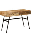 Massivholz Schreibtisch aus Mangoholz 110 x 50 x 76 cm mit zwei Schubladen und Stahlbeinen mw3953463