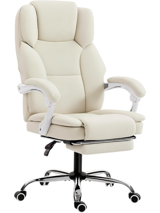 Burostuhl mit Liegefunktion Fussstutze und Hohenverstellung in Beige
