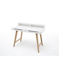 Massivholz Schreibtisch in Weiss mit Buchenholzgestell 110 cm cn6423559